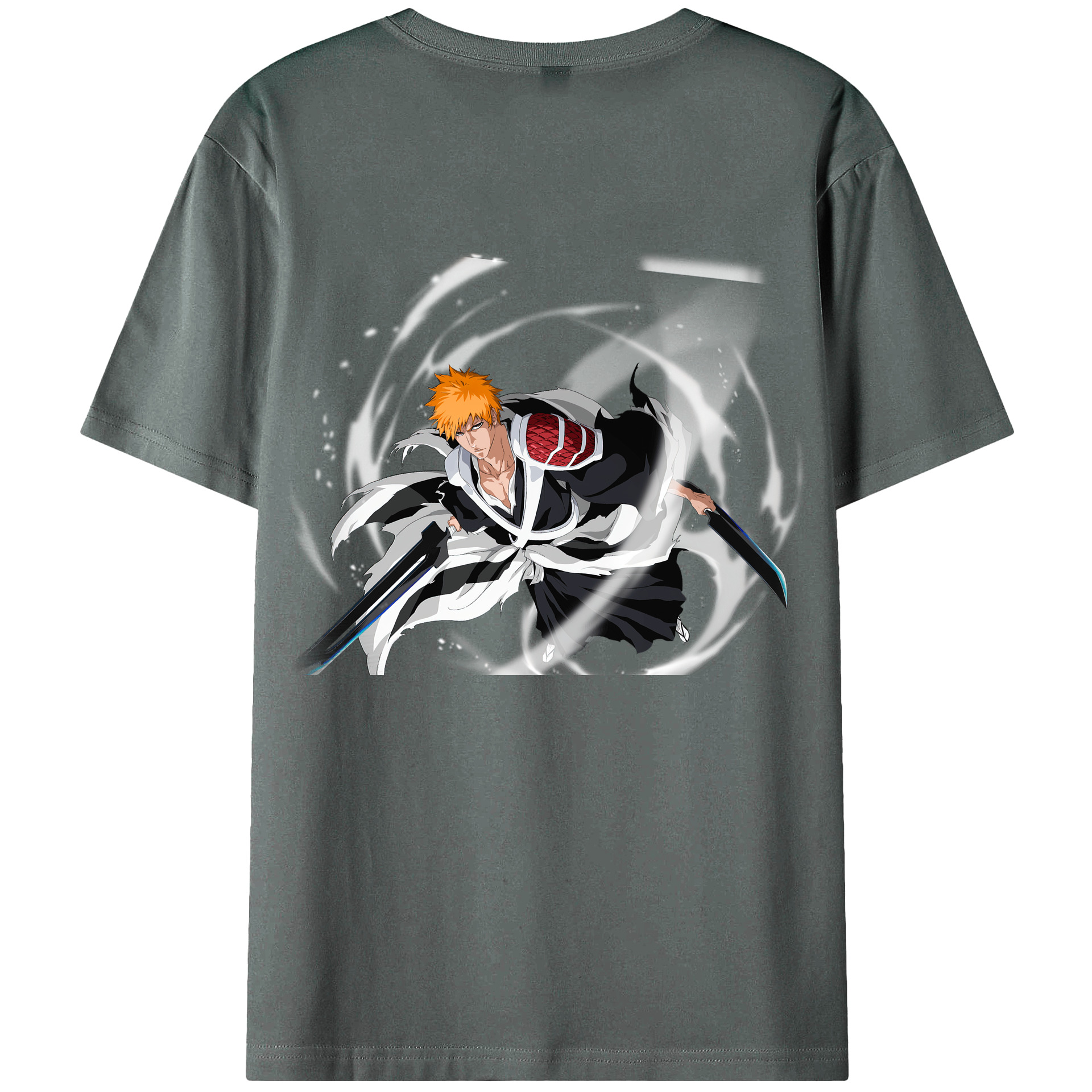 （画像用） ブリーチ 黒崎一護（くろさき いちご）BLEACH Kurosaki Ichigo 綿100％ メンズ半袖Tシャツ（バックプリント） 通気性